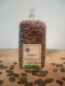 Kürbiskerne mit Vollmilchschokolade 200 Gramm